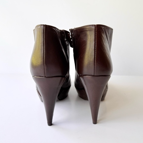 Uterqüe Dark Brown Leather Ankle Boots w/ Sculptural Heel Size 38 - Picture 5 of 11